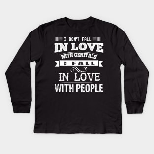 I don't fall in love with genitals Kids Long Sleeve T-Shirt